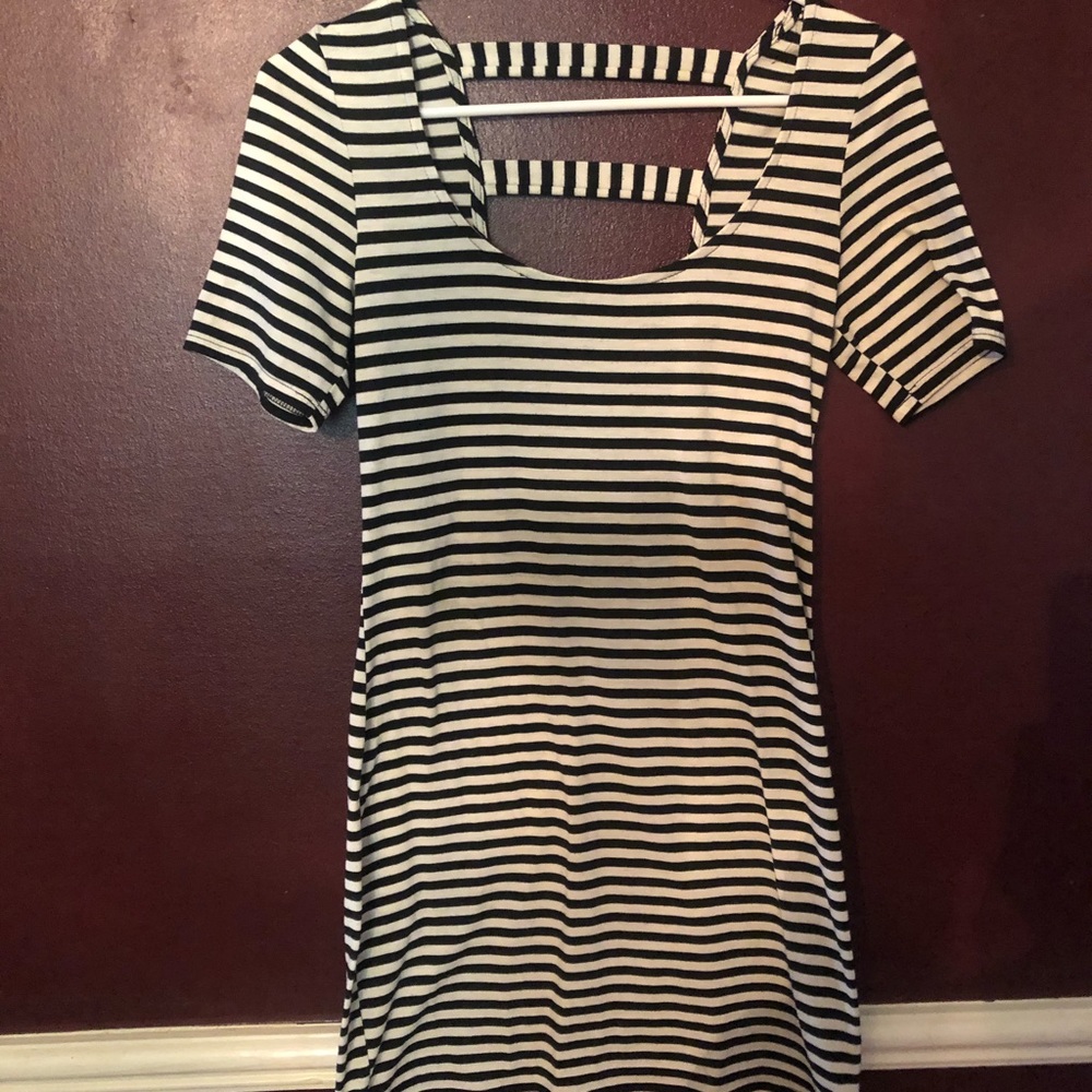 Form fitting stretchy striped dress